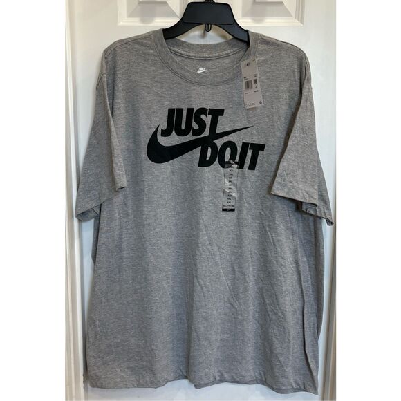 NIKE / NWT - Men's Sz XXL - "Just Do It" Short Sleeve T-Shirt in Heather Grey - Picture 12 of 13